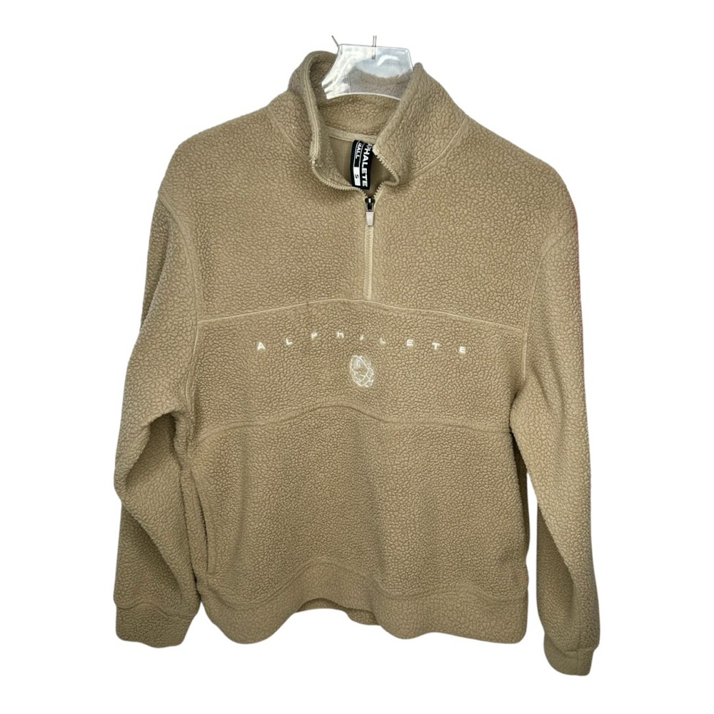 Alphalete King Quarter Zip Beige/Tan Fleece Jacket Small - Picture 3 of 9